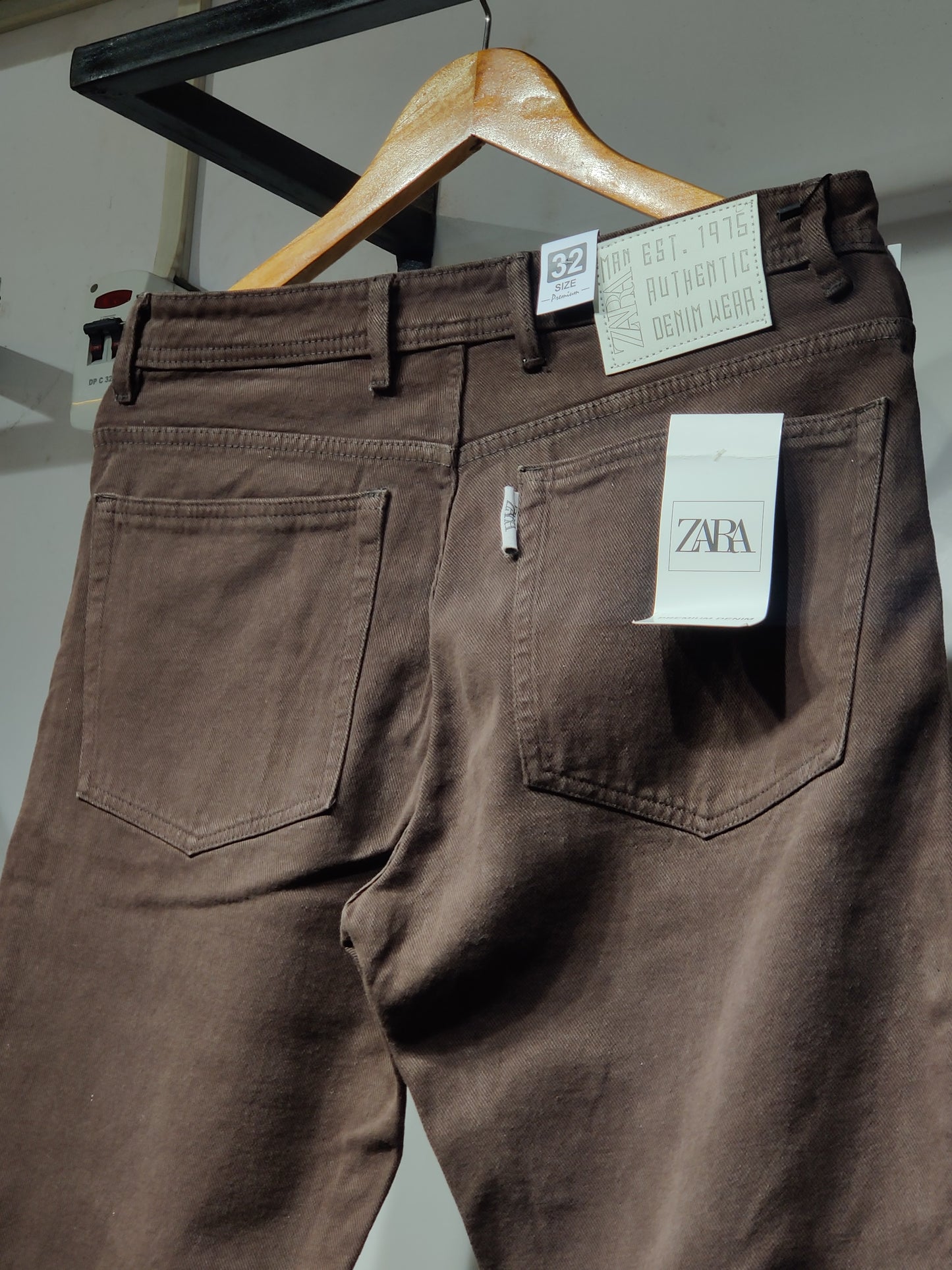 Zara Premium Chocolate Color Cotton Denim-Look Pant (Size 32 Only)