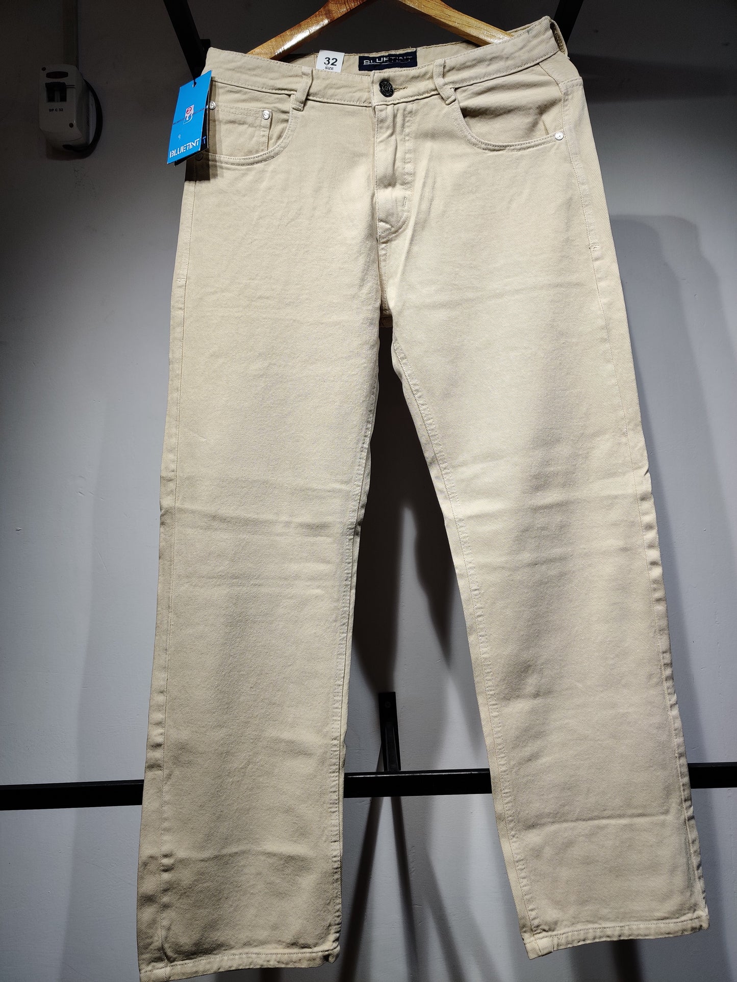 BLUETINT Premium Light Cream Cotton Denim-Look Pant (Size 32 Only)