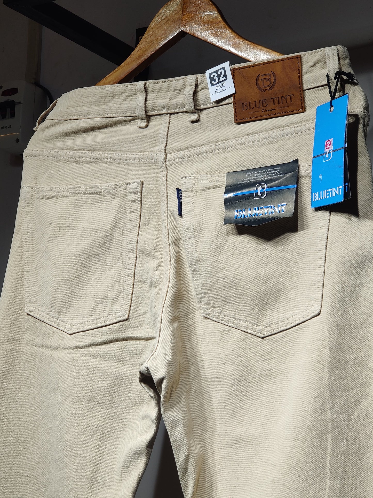 BLUETINT Premium Light Cream Cotton Denim-Look Pant (Size 32 Only)