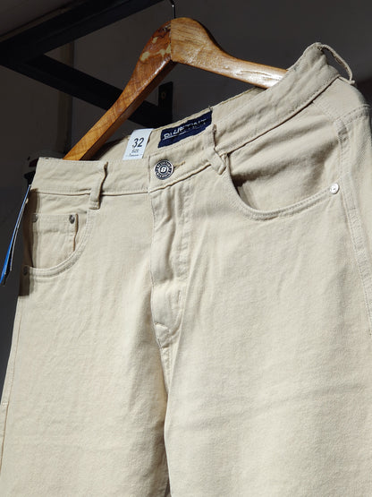BLUETINT Premium Light Cream Cotton Denim-Look Pant (Size 32 Only)